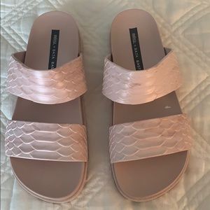 Melissa + Baja East pink python slides Size 7